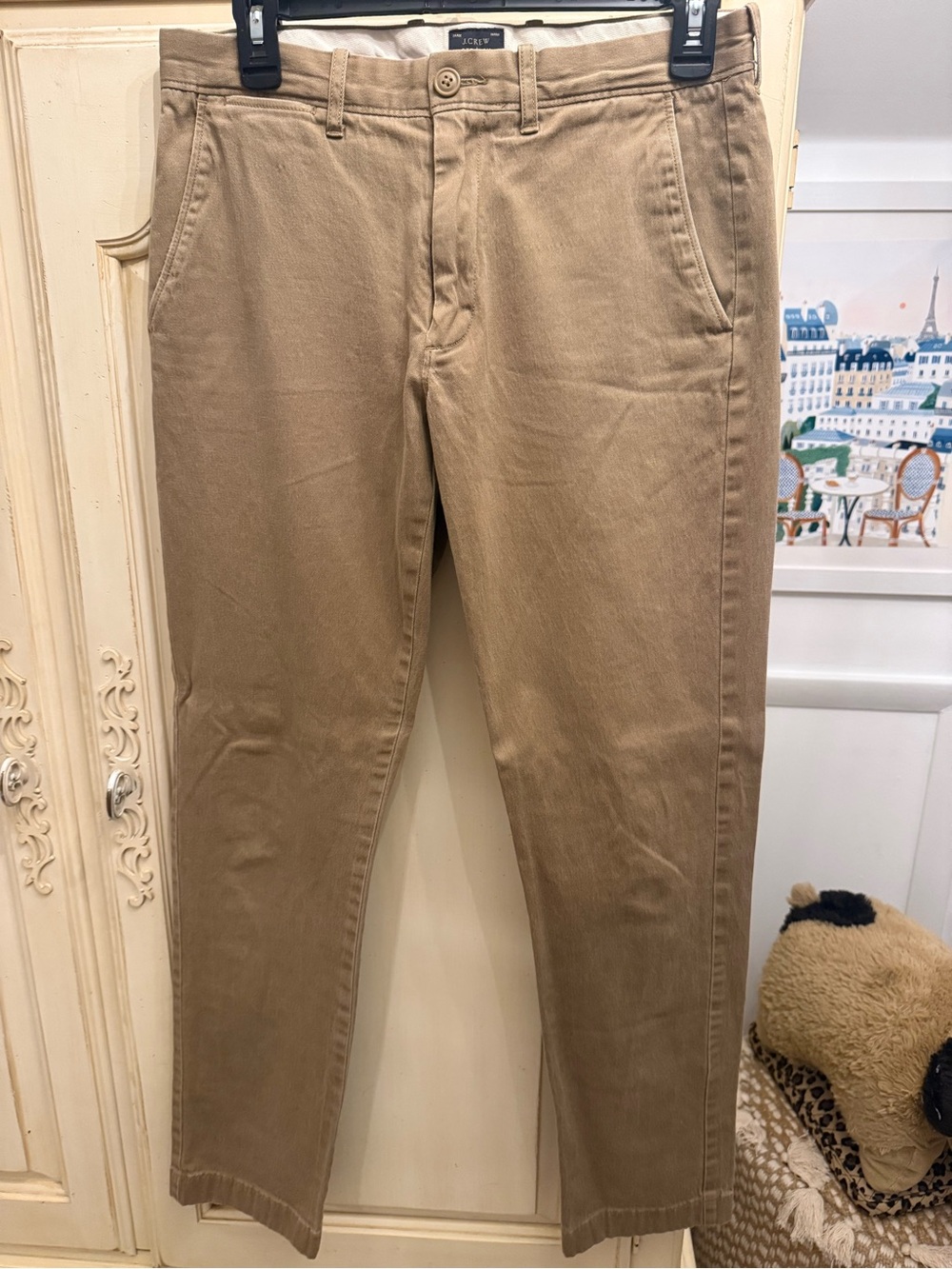 J. Crew Men's Slim Straight Chino Pants in Tan Beige